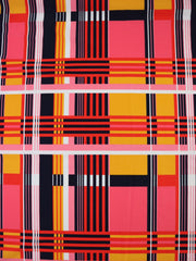 Load image into Gallery viewer, 1YD PRECUT; Mango/Pink/Red Plaid Nylon Spandex Tricot | Designer Deadstock
