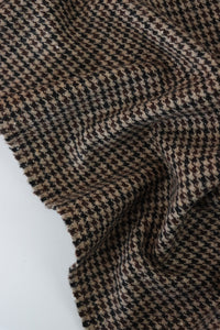 Black/Tan/Brown Houndstooth Wool Coating