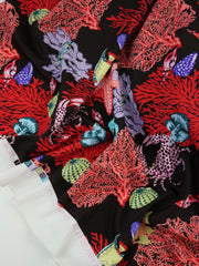 Load image into Gallery viewer, Scuba Adventure on Black Nylon Spandex Tricot | Designer Deadstock
