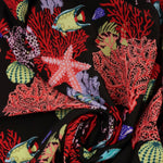 Load image into Gallery viewer, Scuba Adventure on Black Nylon Spandex Tricot | Designer Deadstock
