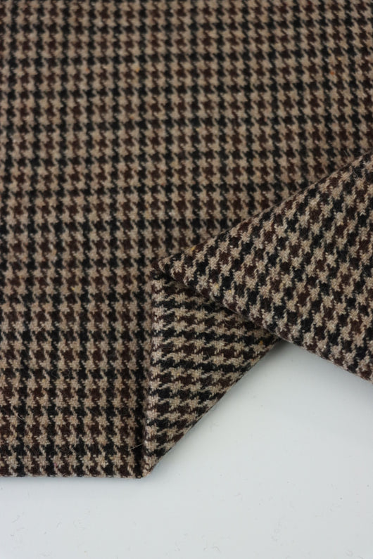 Black/Tan/Brown Houndstooth Wool Coating