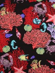 Load image into Gallery viewer, Scuba Adventure on Black Nylon Spandex Tricot | Designer Deadstock
