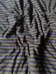 Load image into Gallery viewer, 4YD 30IN REMNANT; Olive &amp; Navy Stripe Rib Knit