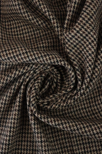 Black/Tan/Brown Houndstooth Wool Coating