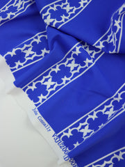 Load image into Gallery viewer, Lattice Stripe on Royal Nylon Spandex Tricot | Designer Deadstock
