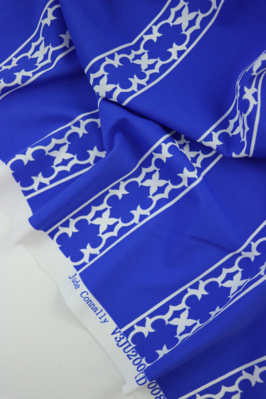 Lattice Stripe on Royal Nylon Spandex Tricot | Designer Deadstock