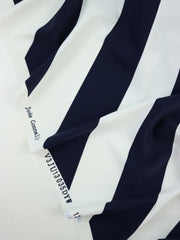 Load image into Gallery viewer, Navy/White Diagonal Stripe Nylon Spandex Tricot | Designer Deadstock
