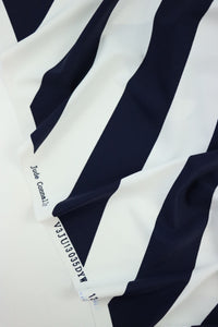 1YD PRECUT; Navy/White Diagonal Stripe Nylon Spandex Tricot | Designer Deadstock