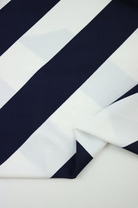 1YD PRECUT; Navy/White Diagonal Stripe Nylon Spandex Tricot | Designer Deadstock