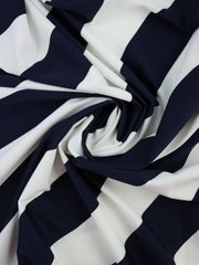 Load image into Gallery viewer, Navy/White Diagonal Stripe Nylon Spandex Tricot | Designer Deadstock
