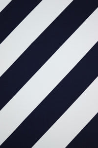 1YD PRECUT; Navy/White Diagonal Stripe Nylon Spandex Tricot | Designer Deadstock