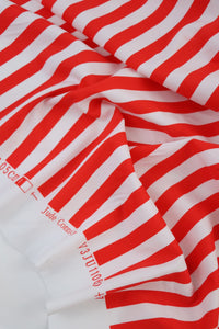 Red & White 1/2" Stripes Nylon Spandex Tricot | Designer Deadstock