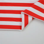 Load image into Gallery viewer, Red &amp; White 1/2&quot; Stripes Nylon Spandex Tricot | Designer Deadstock
