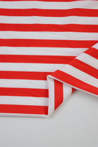 Red & White 1/2" Stripes Nylon Spandex Tricot | Designer Deadstock