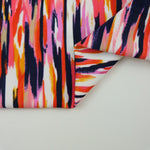 Load image into Gallery viewer, Navy/Pink/Orange Painted Lines Nylon Spandex Tricot | Designer Deadstock
