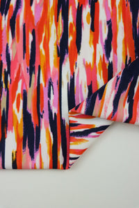 Navy/Pink/Orange Painted Lines Nylon Spandex Tricot | Designer Deadstock