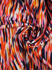Load image into Gallery viewer, Navy/Pink/Orange Painted Lines Nylon Spandex Tricot | Designer Deadstock

