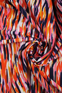 Navy/Pink/Orange Painted Lines Nylon Spandex Tricot | Designer Deadstock