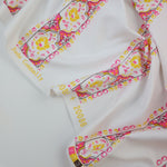 Load image into Gallery viewer, Fancy Floral Stripe on White Matte Nylon Spandex Tricot | Designer Deadstock
