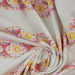 Load image into Gallery viewer, Fancy Floral Stripe on White Matte Nylon Spandex Tricot | Designer Deadstock
