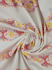 Load image into Gallery viewer, Fancy Floral Stripe on White Matte Nylon Spandex Tricot | Designer Deadstock
