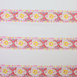 Load image into Gallery viewer, Fancy Floral Stripe on White Matte Nylon Spandex Tricot | Designer Deadstock
