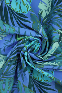 Parrots on Peri Blue Nylon Spandex Tricot | Designer Deadstock