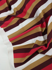 Load image into Gallery viewer, Maroon/Camel/Dark Red/White Horizontal Stripe Nylon Spandex Tricot | Designer Deadstock
