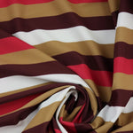 Load image into Gallery viewer, Maroon/Camel/Dark Red/White Horizontal Stripe Nylon Spandex Tricot | Designer Deadstock
