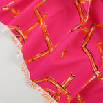 Load image into Gallery viewer, Bamboo Lattice on Hot Pink Nylon Spandex Tricot | Designer Deadstock
