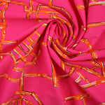 Load image into Gallery viewer, Bamboo Lattice on Hot Pink Nylon Spandex Tricot | Designer Deadstock

