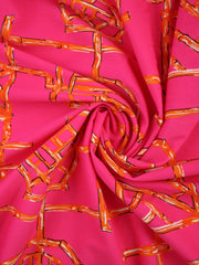 Load image into Gallery viewer, Bamboo Lattice on Hot Pink Nylon Spandex Tricot | Designer Deadstock
