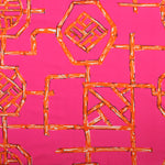 Load image into Gallery viewer, Bamboo Lattice on Hot Pink Nylon Spandex Tricot | Designer Deadstock
