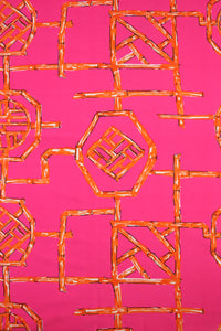 Bamboo Lattice on Hot Pink Nylon Spandex Tricot | Designer Deadstock