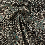 Load image into Gallery viewer, Teal/Mocha/Ivory Garden Gate Rayon Challis
