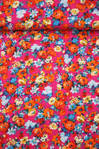 Flower Buds on Hot Pink Rayon Challis