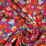 Load image into Gallery viewer, Flower Buds on Hot Pink Rayon Challis
