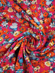 Load image into Gallery viewer, Flower Buds on Hot Pink Rayon Challis