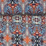 Load image into Gallery viewer, 1YD 20IN REMNANT; Orange &amp; Blue Boho Rayon Challis
