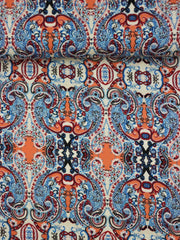 Load image into Gallery viewer, 1YD 20IN REMNANT; Orange &amp; Blue Boho Rayon Challis