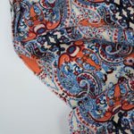 Load image into Gallery viewer, 1YD 20IN REMNANT; Orange &amp; Blue Boho Rayon Challis
