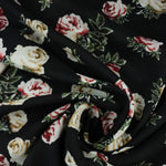 Load image into Gallery viewer, Beige &amp; Burgundy Roses Rayon Challis

