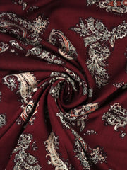 Load image into Gallery viewer, Paisley Elements on Burgundy Rayon Challis