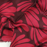 Load image into Gallery viewer, Ruby Botanic on Burgundy Viscose Sateen | Designer Deadstock
