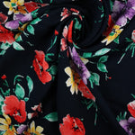 Load image into Gallery viewer, Bright Floral on Black Rayon Challis
