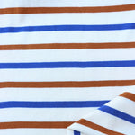 Load image into Gallery viewer, Ivory/Royal/Dark Camel Stripe 100% Cotton Jersey

