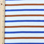Load image into Gallery viewer, Ivory/Royal/Dark Camel Stripe 100% Cotton Jersey
