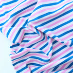 Load image into Gallery viewer, Ivory/Pink/Turquoise Stripe 100% Cotton Jersey
