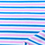 Load image into Gallery viewer, Ivory/Pink/Turquoise Stripe 100% Cotton Jersey
