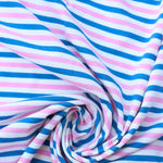 Load image into Gallery viewer, Ivory/Pink/Turquoise Stripe 100% Cotton Jersey
